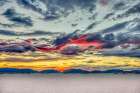 USA- New Mexico- White Sands National Park. Sunset over desert and San Andres Mountains. Art Print